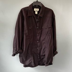 🖤 American rag, men’s large, zip up, button-down, black shirt pearl buttons